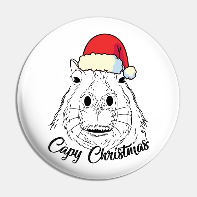 Capy or Huppy Christmas Capybara Holidays Santa Design Pin by alltheprints