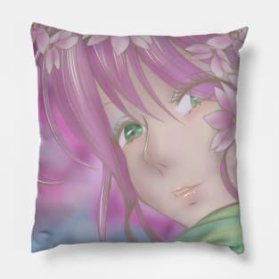 Anime Pink Hair Girl Under the Sakura Pillow