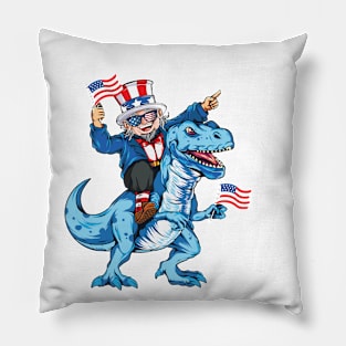 Uncle Sam Riding Dinosaur T Rex 4th Of July shirt Pillow