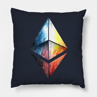 Ethereum Crystal Watercolor Galaxy Pillow