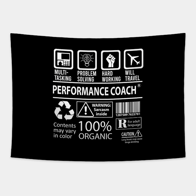 Performance Coach T Shirt - MultiTasking Certified Job Gift Item Tee Tapestry by Aquastal