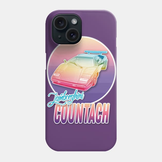 Lamborghini Countach Vaporwave Aesthetic Design Phone Case by DankFutura