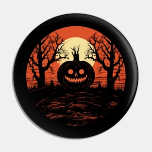 Spooky Halloween - Haunted Forest - Eerie Art - "Cursed Pumpkin Patch"" Pin