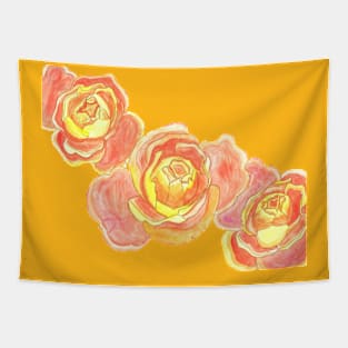 Orange Roses Watercolor Tapestry