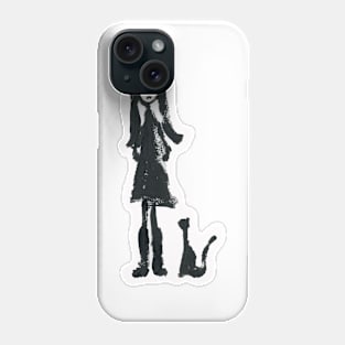 Stick girl (I/IV) and Cat (cut-out) Phone Case