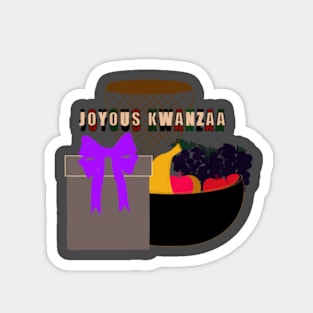 Joyous Kwanzaa greeting with drum, gift, and fruit Magnet