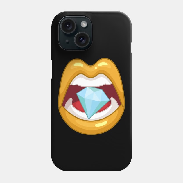 Gold Diamond Lips Phone Case by Starquake