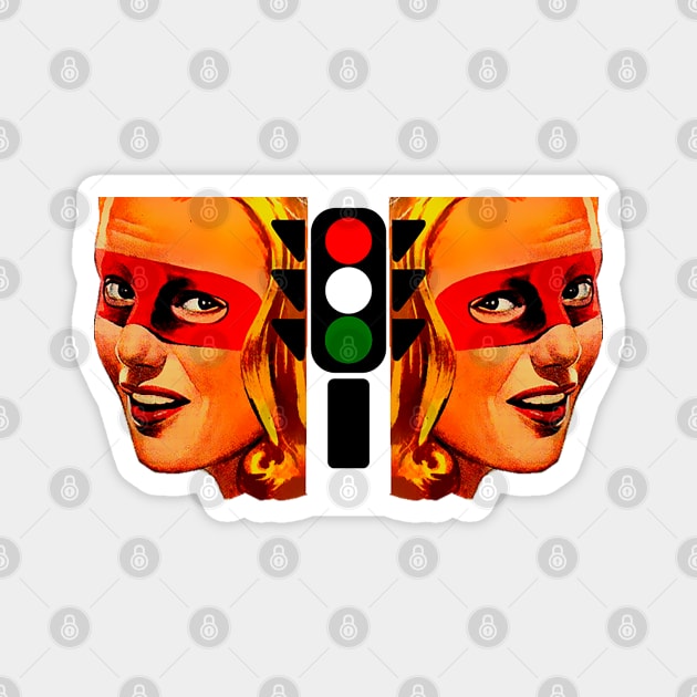 Mysterious blonde girl and the traffic light Magnet by Marccelus