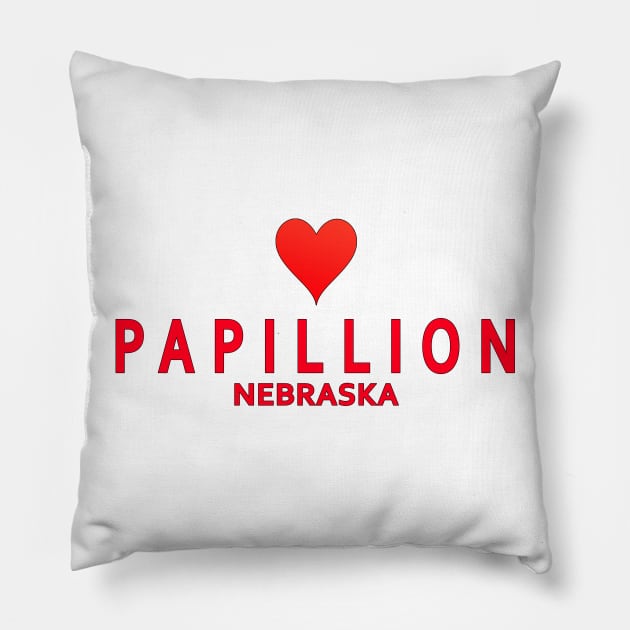 Papillion Nebraska with heart Pillow by SeattleDesignCompany
