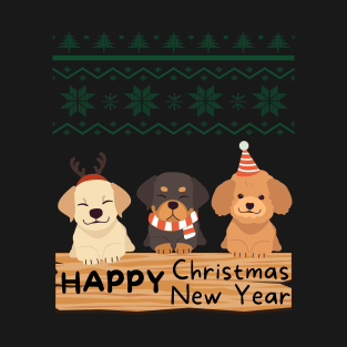 Dog Christmas Happy New Year T-Shirt