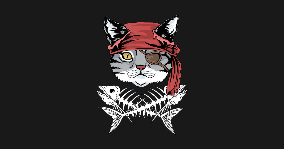 Cat Pirate TShirt Funny Cat Pirate Halloween Cat Pirate Posters and