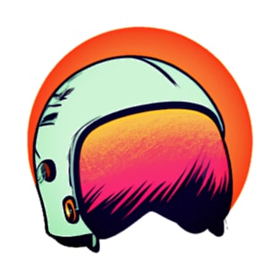 cool retro sunset skiing helmet, vintage snowboard goggles, ski gift T-Shirt