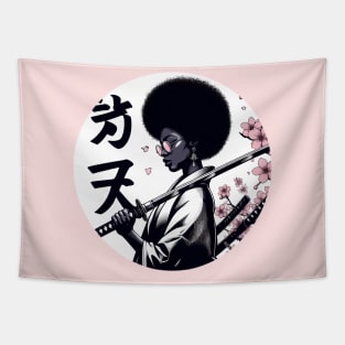 cute afro girl katana sakura Tapestry