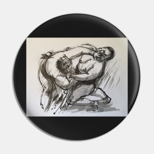 Sumo #3 - Sumo wrestlers ink wash painting Pin