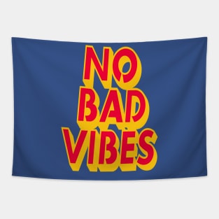 No Bad Vibes Retro Style Typography Art Quote Tapestry