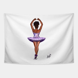 African American ballerina in purple tutu- brown skin ballerina dancing Tapestry