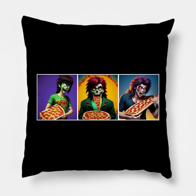 Pizza Zombies Pillow by Clown Barf