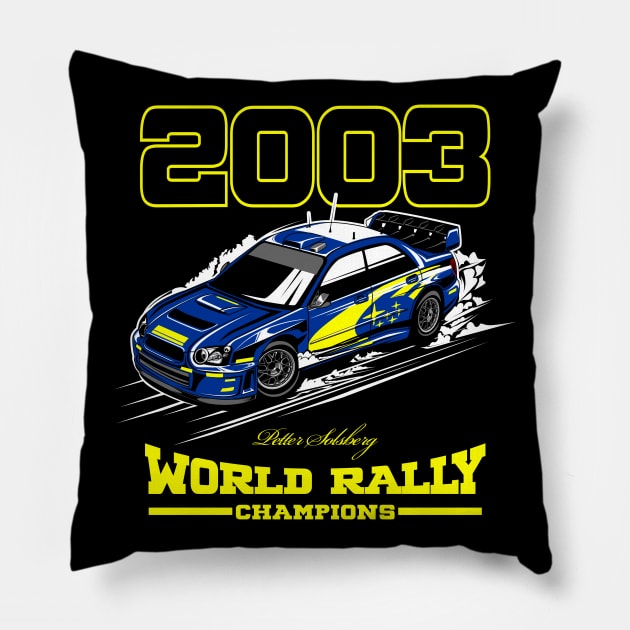 Subaru Impreza 2003 World Champion Pillow by aredie19