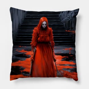 Copy of Halloween Red 2: Red is the Color of Evil on a Dark Background Pillow