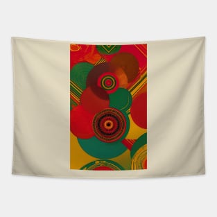 Abstract Circles Red Gold Green Tapestry