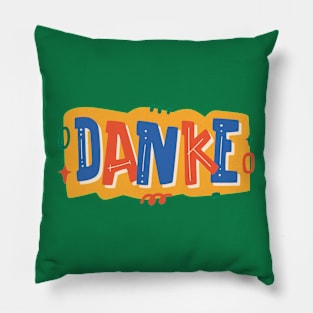 Colorful Retro Danke Word pattern Pillow