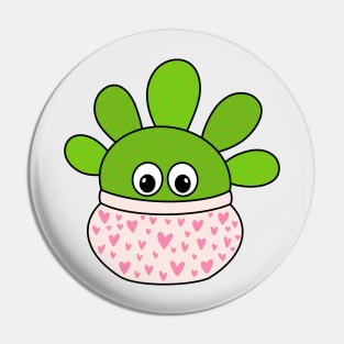 Cute Cactus Design #345: Opuntia Microdasys Cactus In A Cute Heart Pot Pin