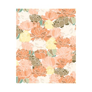 Peonies bouquet in pastel colors T-Shirt