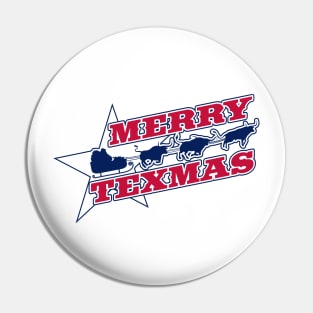 MERRY TEXMAS Santa and Longhorns Pin