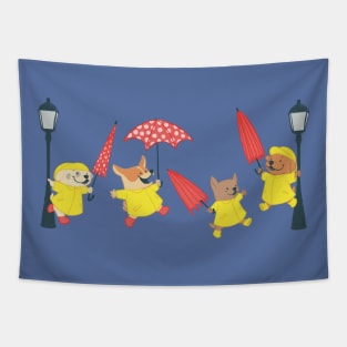 Dogs in Raincoats Tapestry