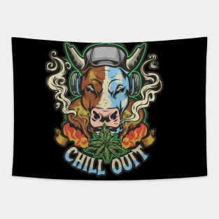 Chill Out: Hip Hop Bull Art Piece Tapestry