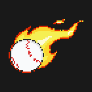 Baseball On Fire Pixel Art T-Shirt