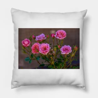 Pink Miniature Roses Pillow