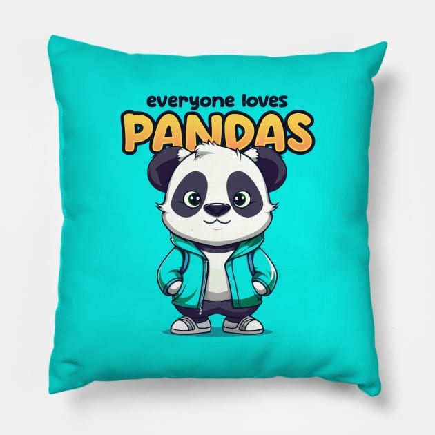 Everyone Loves Pandas Pillow by AwwfullyNice