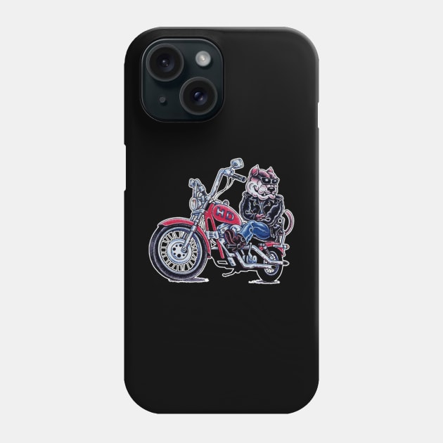 A dog riding a motorcycle Phone Case by wizooherb