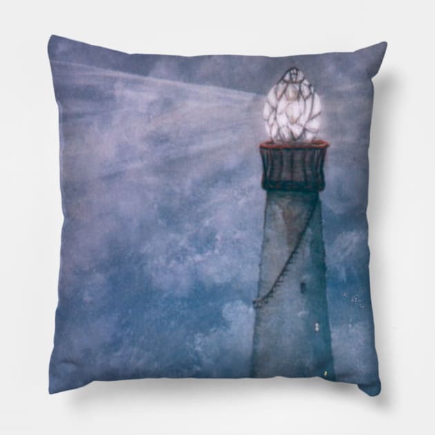 Tiffany Lighthouse (The Refrigerator Commission) Pillow by MooreMythos