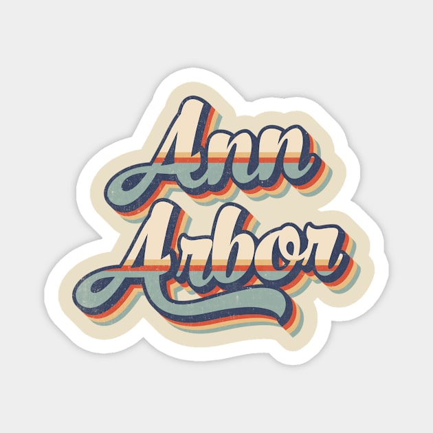 Ann Arbor // Retro Vintage Style Magnet by Stacy Peters Art