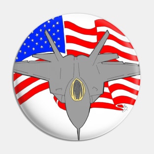 F-22 Raptor Fighter Jet with flag Pin