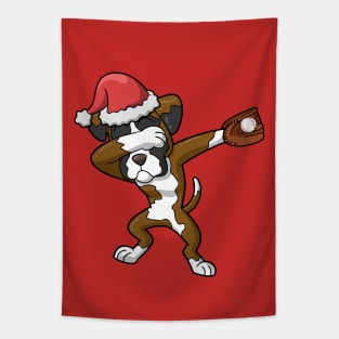 Boxer Dog Santa Claus Baseball Tapestry