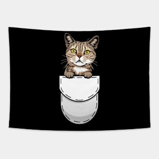 Funny Tabby Pocket Cat Tapestry