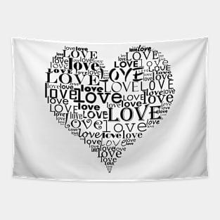 Typographic heart Tapestry