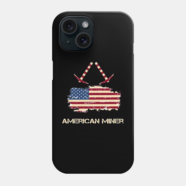 American Flag Miner Phone Case by Hazhorse