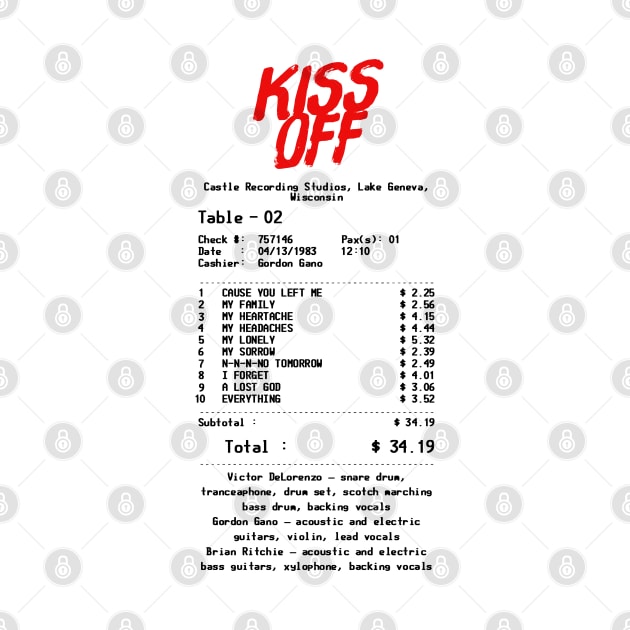 Kiss Off - Retro Receipt Design by DrumRollDesigns