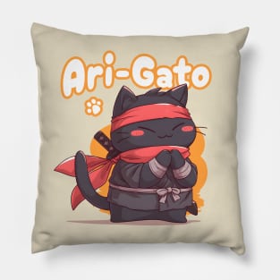 Ari-Gato kawaii black ninja thank you cat Pillow