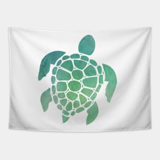 Sea Turtle Design in Blue and Green Paint Strokes Pattern Tapestry