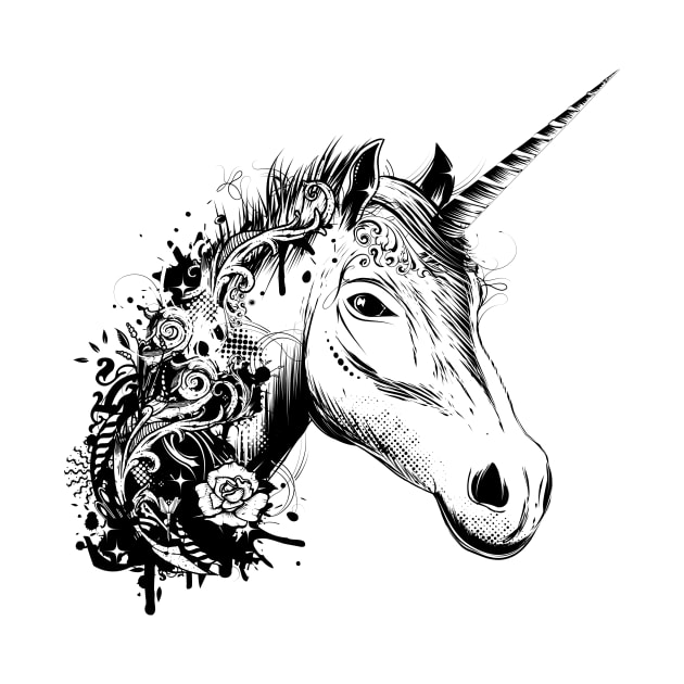 A head of a unicorn by Kisho