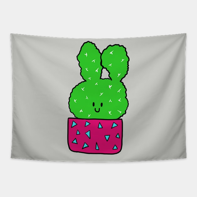 Cute Cactus Design #1: The Smiling Bunny Cactus Tapestry by DreamCactus