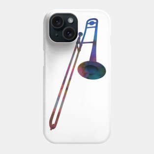 Trombone Silhouette: Rainbow Watercolor Phone Case