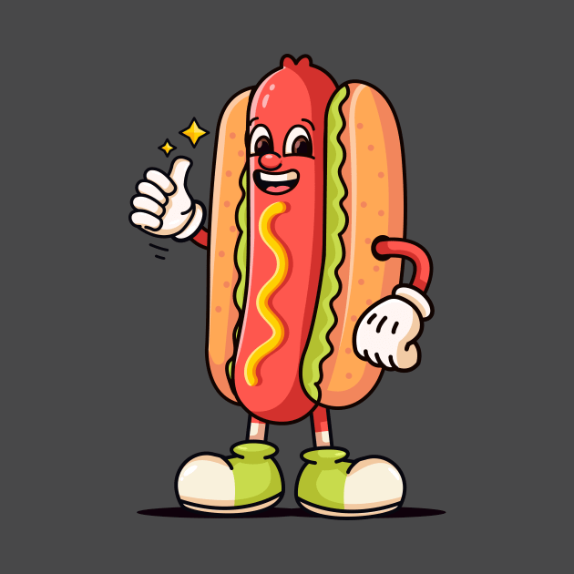 Hotdog cartoon mascot by Vyndesign