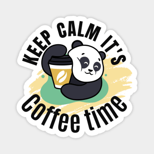 Panda Hugging Coffee. It is Coffee Time Magnet