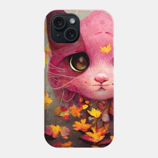 Beautiful pink cute Kitty play happy  On The Autumn leaves cat lovers gift Phone Case